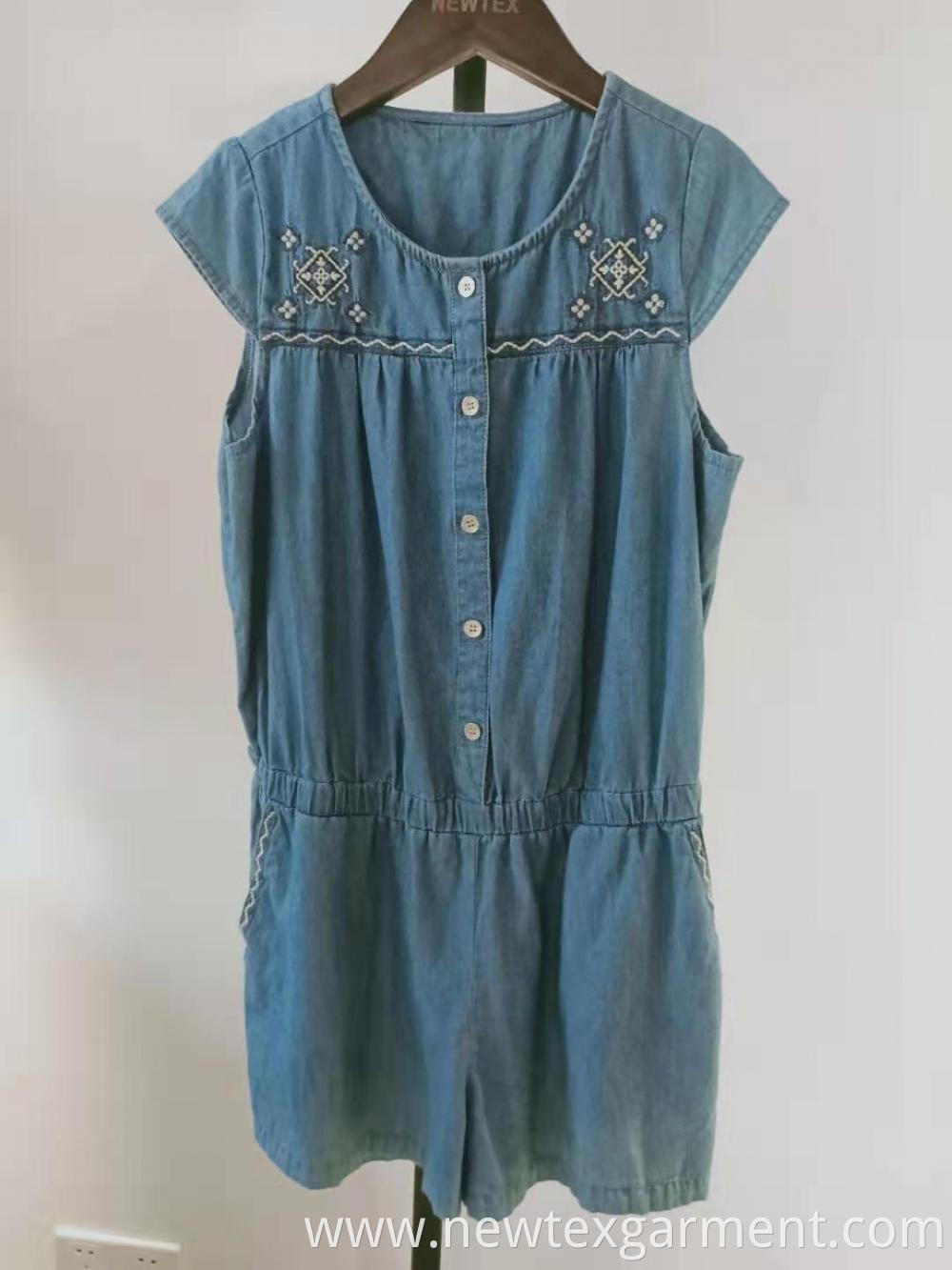 casual embroidery kids jumpsuit